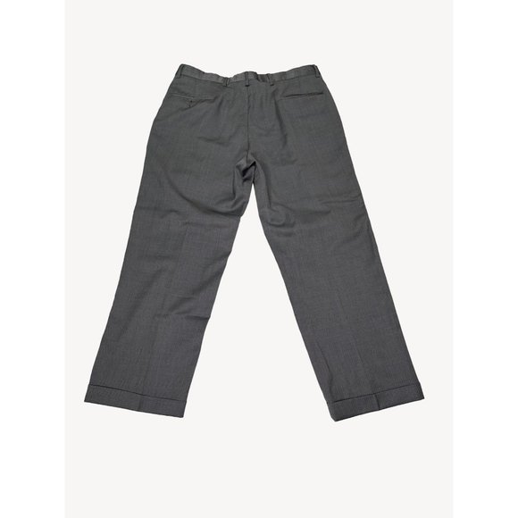 JoS. A. Banks Pants Mens 36 Reg Pinstripe Gunmetal Grey Pleats Wool Dress Work - Picture 13 of 16